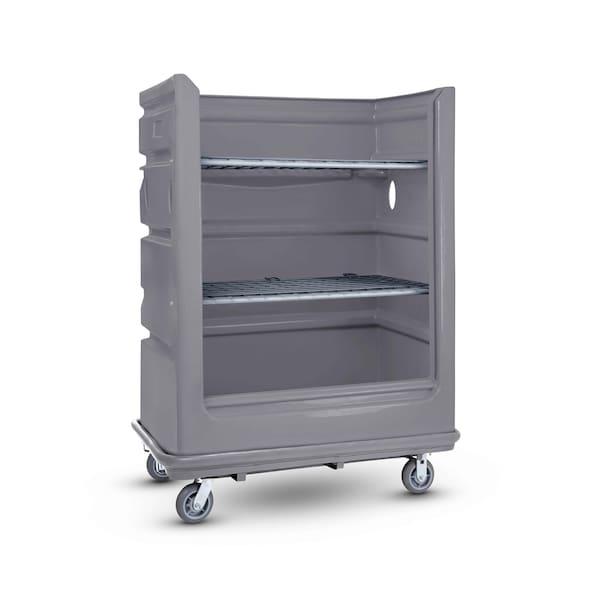 Polyethylene/Steel Poly Turnabout Bumper Truck, 2 Shelves, 2000 lb, Gray